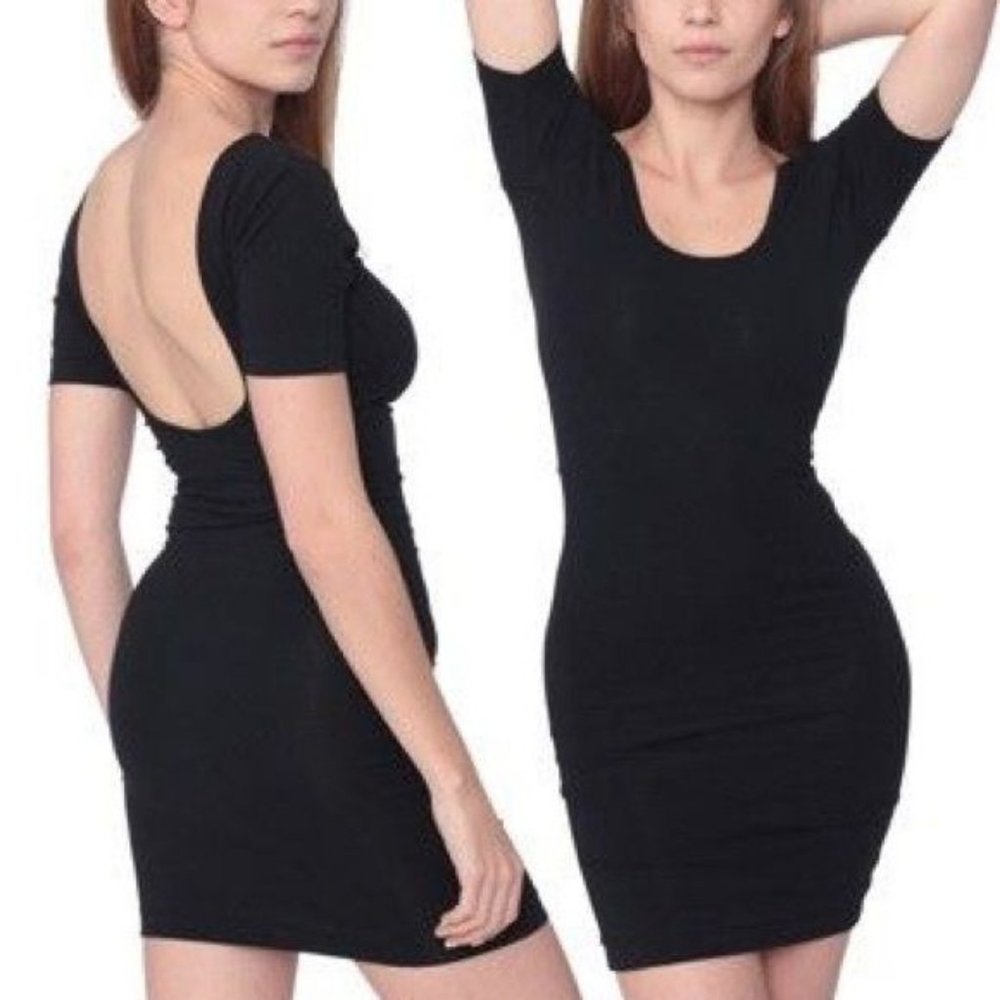 American Apparel Black Scoop Neck Bodycon Dress S
